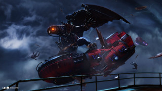 Futuristic vehicle flying giant creature - a giant creature free wallpaper