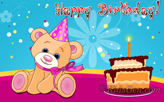 Teddy bear birthday cake table - a happy birthday message free wallpaper