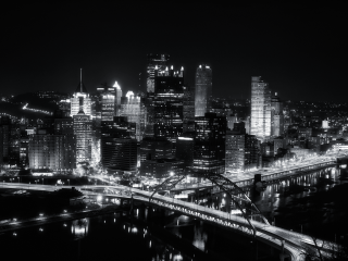 City night black white bridge - dark night free wallpaper for desktop