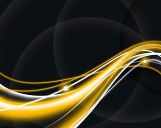 Yellow white swirl black background - vector curve free wallpaper