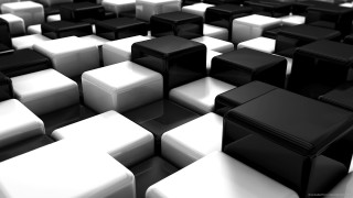 Black white cubes room floor - modular free wallpaper for desktop