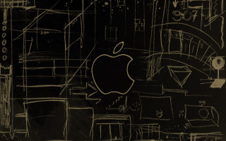 Apple blackboard cityscape outline drawing - artstation hq free wallpaper