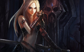 Woman sword cave demon back - her back and a demon free wallpaper
