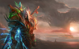 Man sword giant water lightnings - alex horley free wallpaper