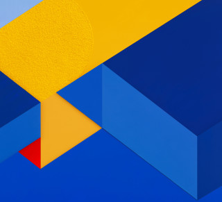 Blue yellow abstract red square - geometric abstract art free wallpaper for tablet