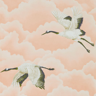 Two white birds flying cloudy - painting free wallpaper