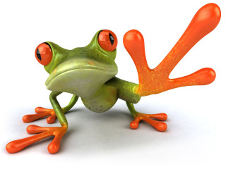 Frog orange eyes red tail - its leg free wallpaper