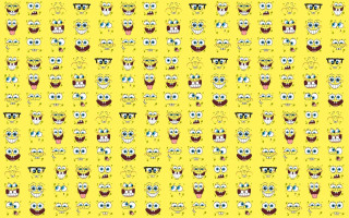 Yellow background faces eyes pattern - many free wallpaper