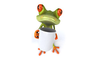 Frog sitting cup legs crossed - its leg free wallpaper