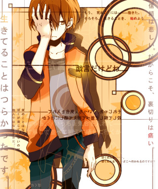 Man standing wall phone hand - anime art free wallpaper for mobile