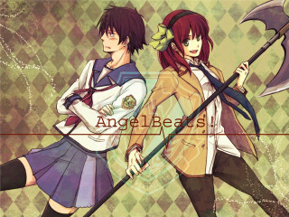 Anime characters long hair umbrella - two anime character free wallpaper