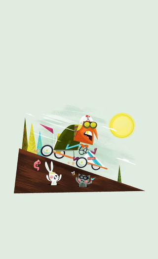 Cartoon car driving hill bunny - a hill free wallpaper for mobile