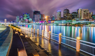 City skyline bridge water night 3 - a bridge and a body of water free wallpaper