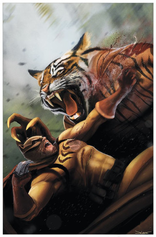 Tiger attacking man car mouth - open free wallpaper for mobile