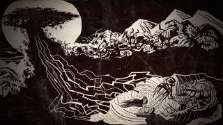 Black white mountain bike person - lovecraftian free wallpaper