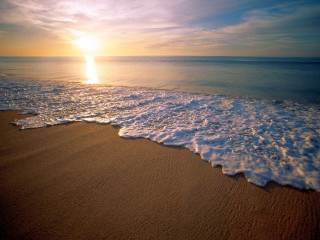 Beach waves sunset distant water - beach free wallpaper