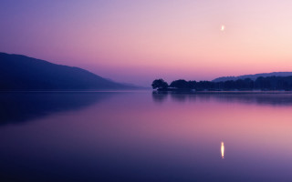 Lake tree hill sunset halfmoon - david boyd free wallpaper
