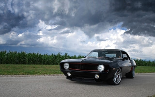 Black muscle car cloudy sky - dan scott free wallpaper for desktop