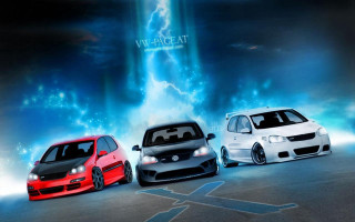 Three cars parking lot lightning - a lightning background free wallpaper