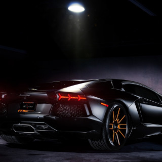 Black sports car dark garage 3 - free 3d render wallpaper for tablet