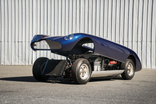 Blue car open hood building - ed roth free wallpaper