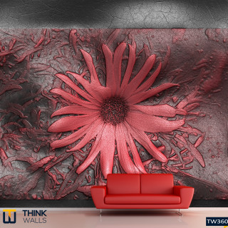 Red couch wall flower side - front of a wall free wallpaper