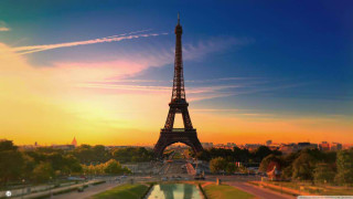 Eiffel tower paris sunset reflection - sunset time free wallpaper