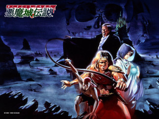 Man woman red dress sword - their hand and a demon in the background free wallpaper for desktop