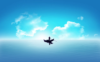Man boat calm lake blue - a man in a boat free wallpaper