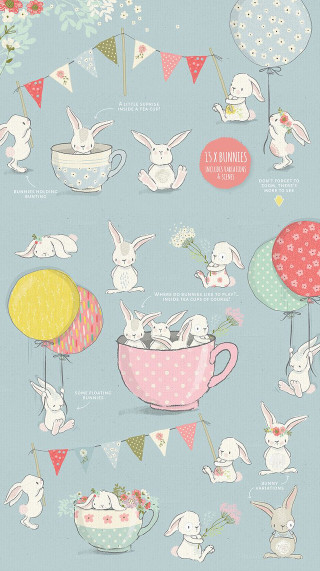 Bunnies teacup bunnies air bunnies - free happy birthday wallpaper for mobile