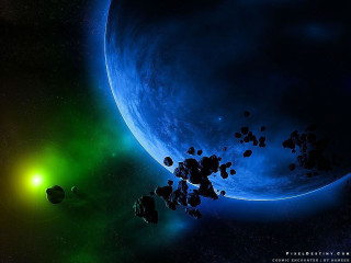 Space scene green blue light - light in the background free wallpaper