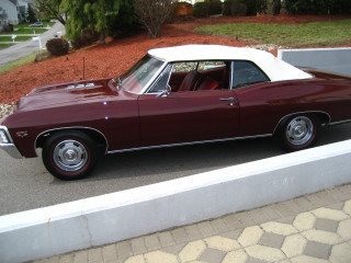 Maroon white car parked road - dee whitcomb free wallpaper