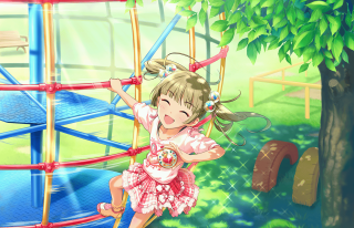 Girl pink dress climbing rope - chizuko yoshida free wallpaper