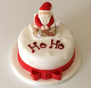 Santa cake red bow folk - free christmas wallpaper for tablet