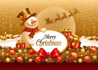 Snowman merry christmas sign presents - a santa clause free wallpaper
