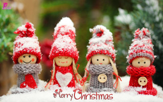 Christmas dolls snow message card - a cross stitch free wallpaper
