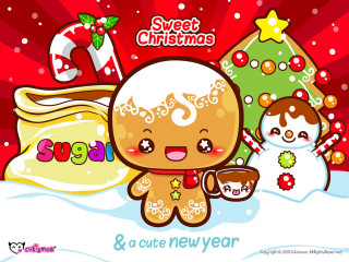 Cartoon christmas snowman gingerbread pop - cheng shifa free wallpaper