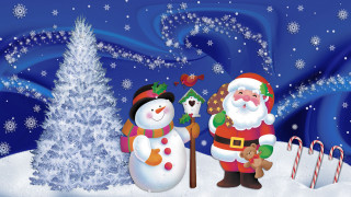 Snowman santa christmas tree candy - a christmas tree free wallpaper