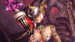 Woman costume sword trophy holding - a dragon in the background free wallpaper