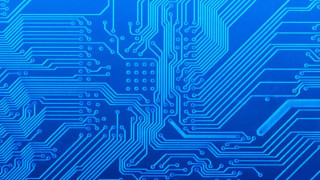 Blue background circuit board pattern - free technology wallpaper for desktop