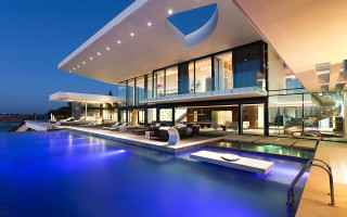 Luxury modern house pool lounge - a large house free wallpaper