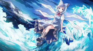 Woman dress ocean wave sword - a detailed drawing free wallpaper