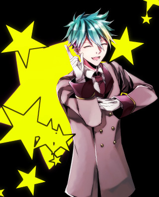 Man blue hair suit stars - free neon wallpaper