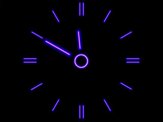 Neon clock black background blue - black background free wallpaper