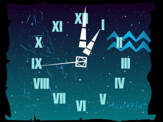 Clock man pole sky background - a cartoon free wallpaper for desktop