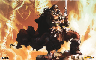 Man sword fire demon back 3 - frazetta free wallpaper
