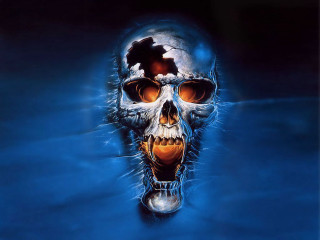 Skull glowing orange eye black - orange eye free wallpaper