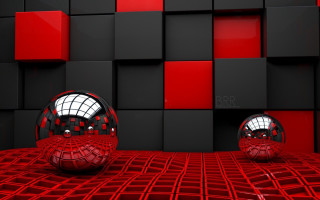 Red black wall shiny balls - wall free wallpaper