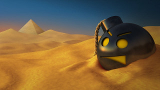Helmet desert pyramids blue sky - blender free wallpaper for desktop