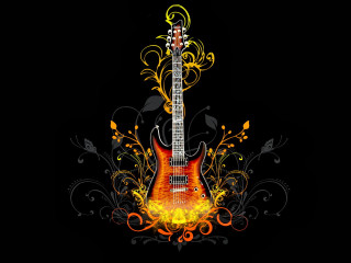 Guitar flame floral design back - a flame free wallpaper for desktop